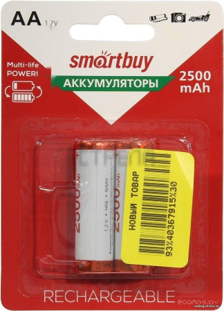 Аккумулятор SmartBuy AA 2500mAh 2 шт. SBBR-2A02BL2500