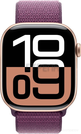 Умные часы Apple Watch Series 10 46 мм (алюминиевый корпус, розовое золото/сливовый, нейлоновый ремешок)
